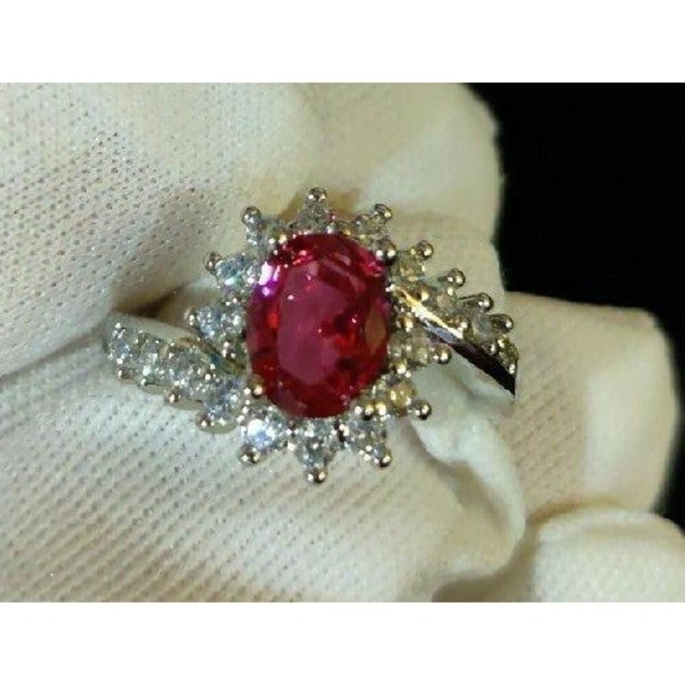 Sterling Silver Red Rhinestone Ring